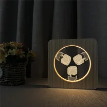 Энергосберегающие в форме лампы CFL 3D светодиодный Arylic деревянный ночник ламповый светильник переключатель управления врезной светильник для украшения дома