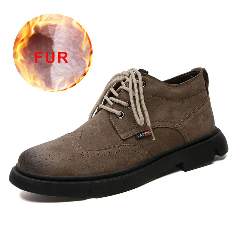 Men Winter Warm Snow Boots Lace Up Waterproof Shoes Men Casual Breathable Safety Work Boots Comfortable Rubber Ankle Shoes