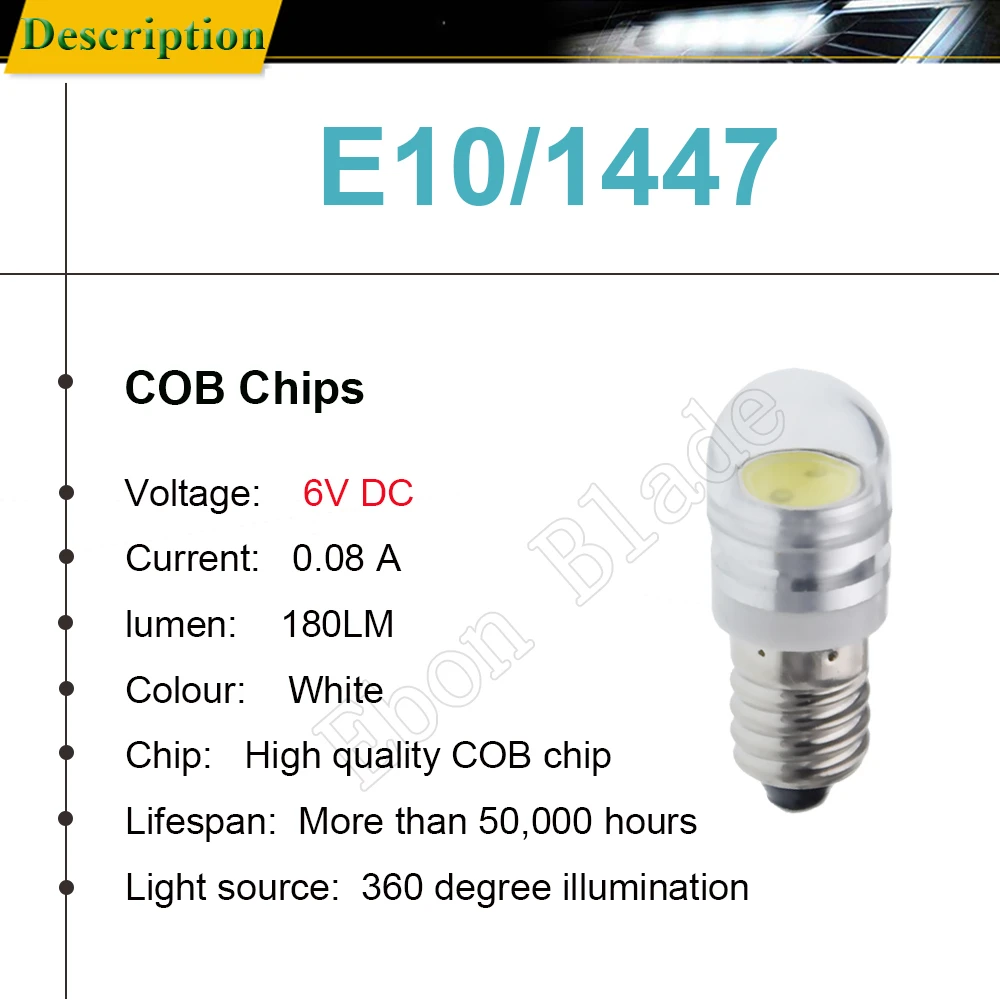 Lot 100 Pcs E10 1447 12v Dc White Led Bulb Bulbs Screw In Flash Light - Foto 7