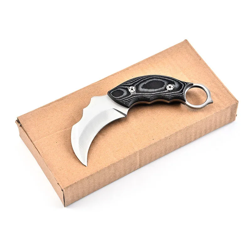 Нож Karambit с кожаной оболочкой, инструменты для выживания на открытом воздухе, нож+ Карманный складной нож, ручной инструмент для выживания на открытом воздухе
