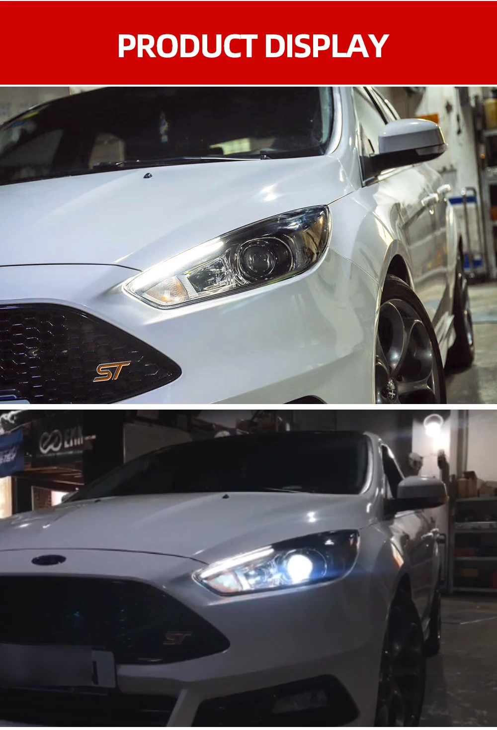 Автомобильные мигалки, 2 шт., фара в сборе для Ford Focus 4,,,, фара ST, дизайнерский светодиодный DRL HID вариант ксенонового луча