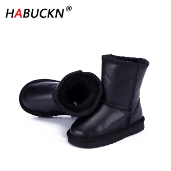 

HABUCKN Australia Classic Top Quality children's Genuine Cowhide Leather Snow Boots Fur Snow Boots Warm Winter Boy girl Boots