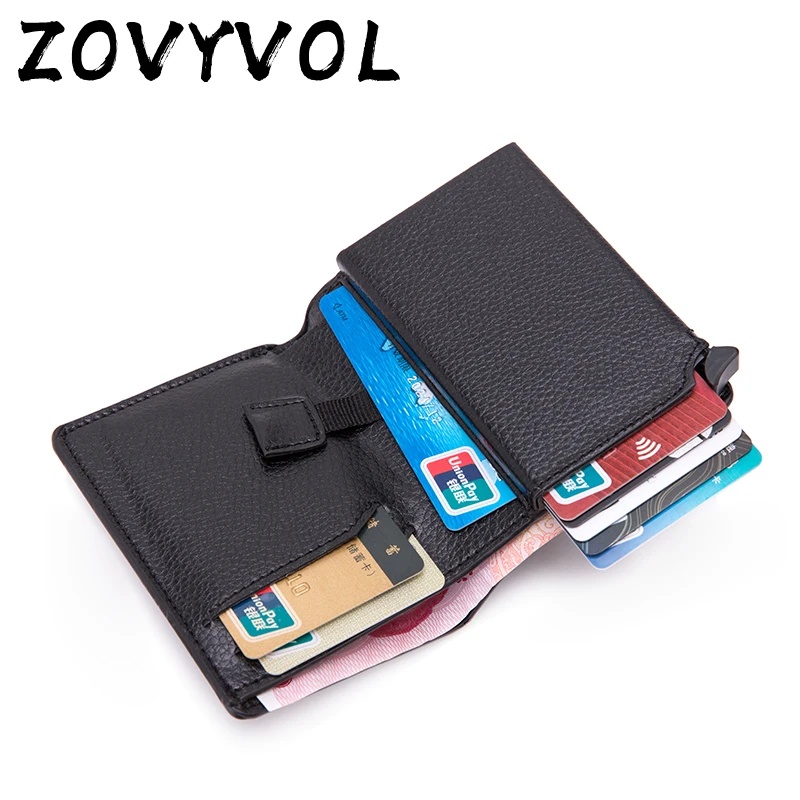 ZOVYVOL RFID кошелек металлический бизнес блокирующий держатель для карт алюминиевый Высококачественный мягкий кожаный тонкий чехол для карт кошелек для путешествий