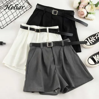 

HELIAR 2019 Autumn Women Solid High Waist Shorts With Sashes OL Style Wide Leg Outwear Shorts INS Hot Casual Formal Suit Shorts