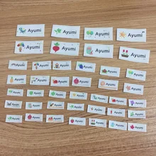 Personalizado ferro em etiquetas de nome padrão natural personalizado pano tag impermeável etiquetas de tecido adesivos para crianças uniformes da escola