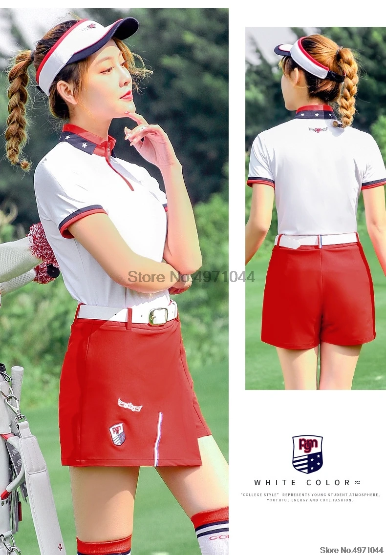 PGM, летняя женская футболка, юбка, спортивный костюм с коротким рукавом для гольфа, удобная дышащая Летняя женская рубашка для гольфа, юбка, D0743