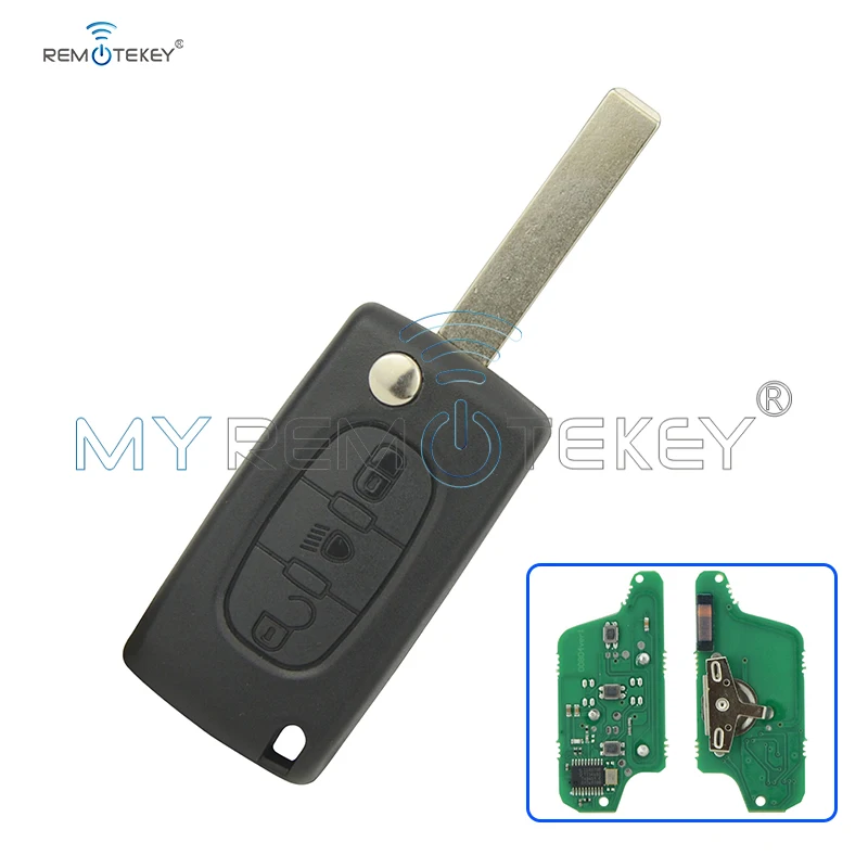 

Remtekey CE0523 Flip remote car key 3 button middle light button for Peugeot key for Citroen key ASK 433 mhz ID46 - PCF7941 HU83