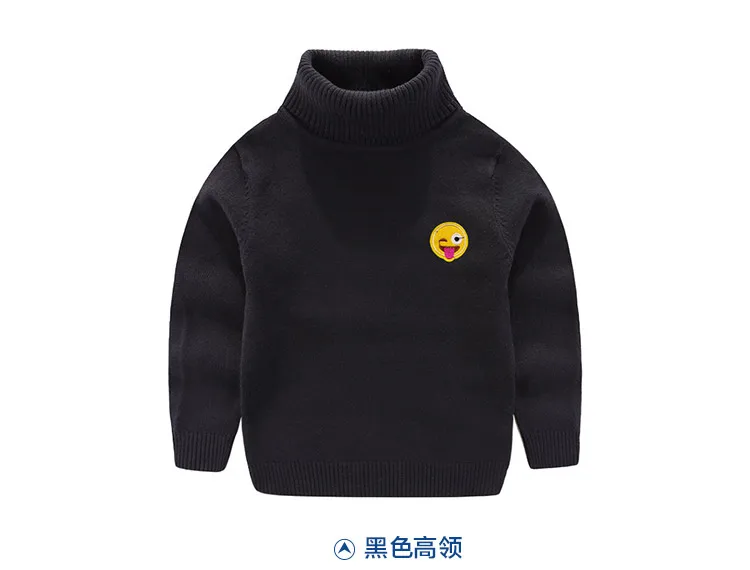 Онлайн одежда для знаменитостей Wechat; деловой свитер для мальчиков; сезон осень-зима; свитер с высоким воротником для больших мальчиков с вышитым смайликом