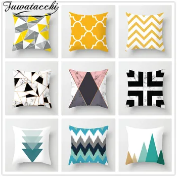 

Fuwatacchi Yellow Geometric Cushion Covers Stitching PatternThrow Pillow Case for Home Sofa Decoration Square Pillowcases 2020