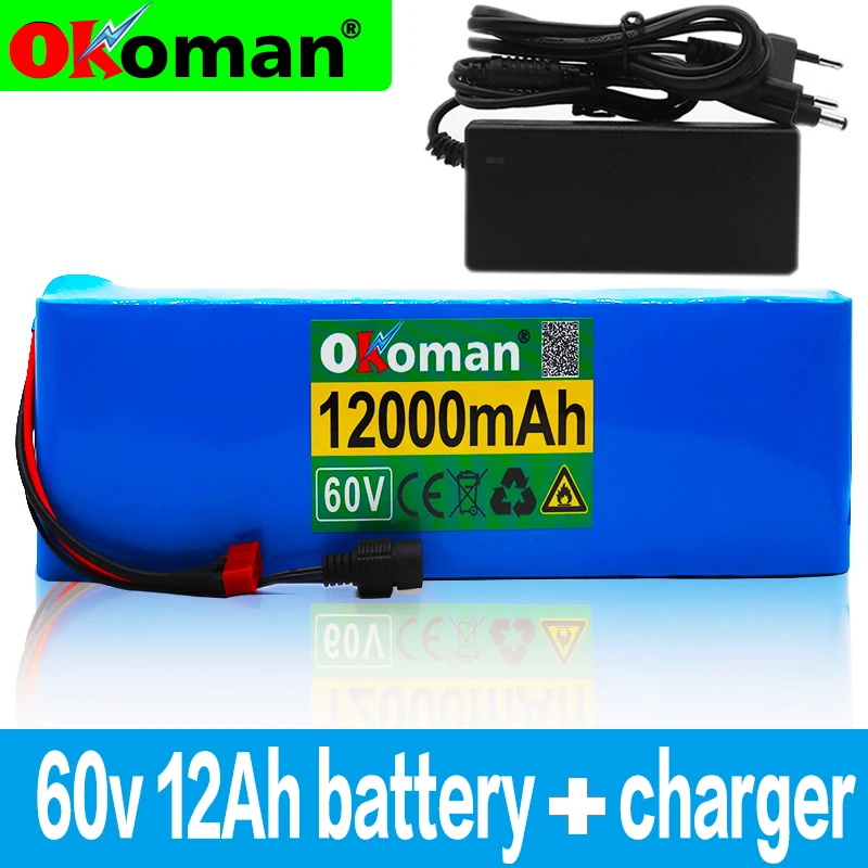 60V 16S2P 12Ah 18650 литий-ионный аккумулятор 67,2 V 12000mAh Ebike Электрический велосипед Скутер с BMS 1000 ватт с bms с зарядным устройством