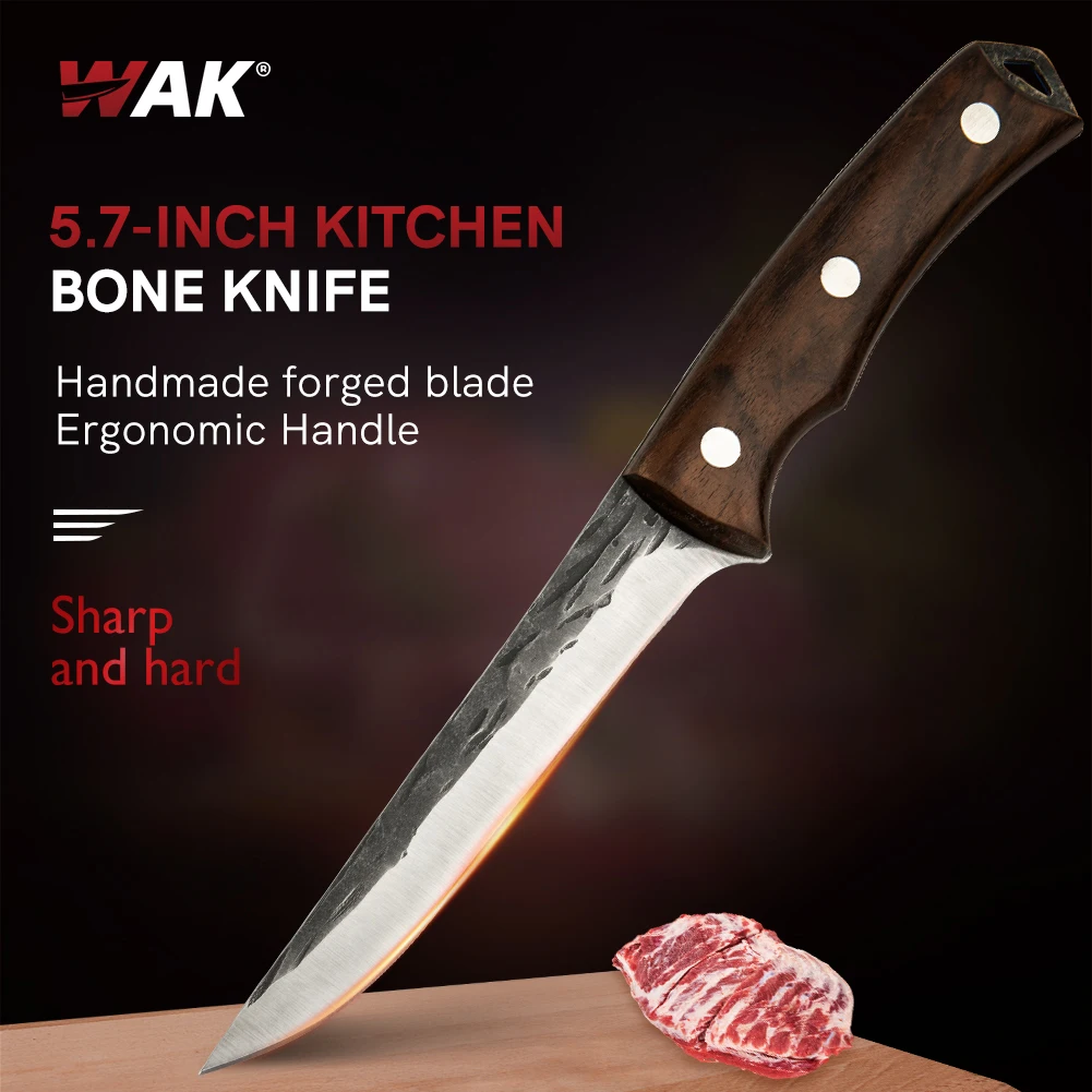 WAK Professional Handmade Kitchen Bone Knife 5.7 Inch Boning Knife Long Blade Kitchen Cutting