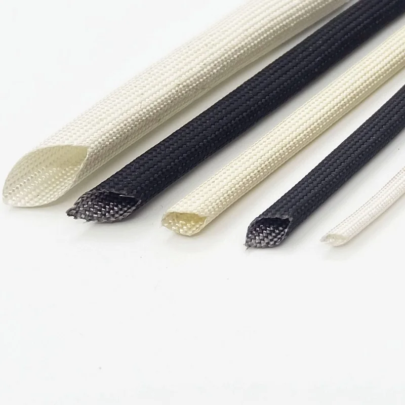ID 1mm ~ 25mm Braided Fiberglass Sleeve HTG 600 Deg.C High Temperature Chemical Glass Fiber Tube Fiberglass Sleeving Black White cable protector,cable wire protector,protective sleeve,fiberglass sleeving