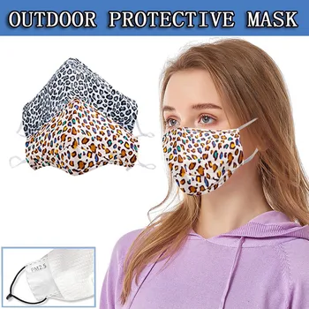 

2PCS Creative Leopard Printing Face Maske PM2.5 Filter Anti Dust Mouth Maske Cover Anti-fog Reusable Washable Maske Respirator
