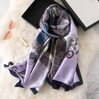 

2019 Luxury Brand Women's Scarf Fashion Cashew Floral Silk Scarves Aztec Style Shawls and Wraps Pashmina Foulards Bandana Hijabs