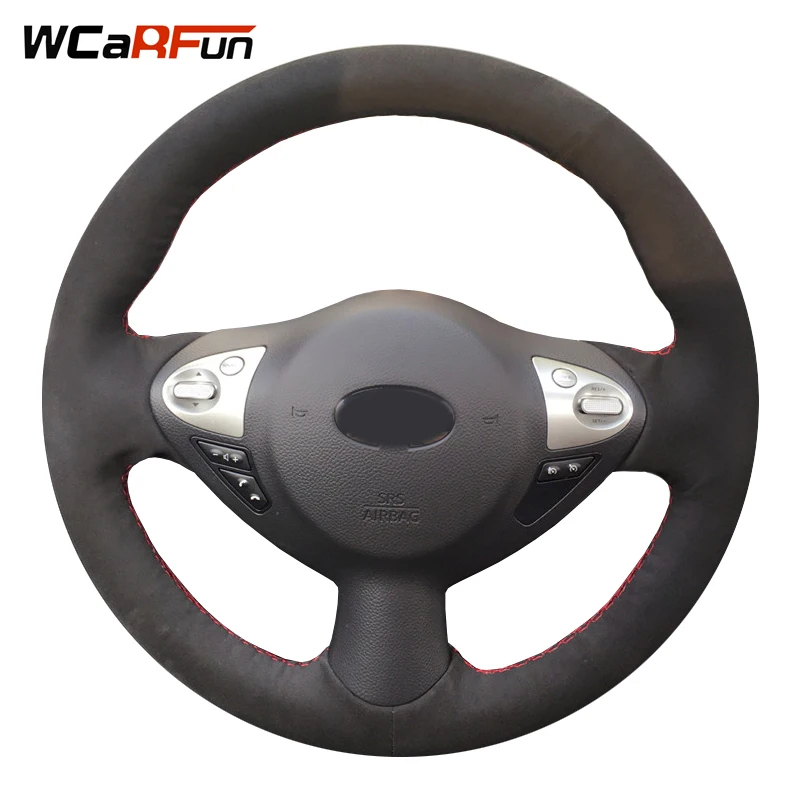 WCaRFun Black Suede Car Steering Wheel Cover for Infiniti FX FX35 FX37 FX50 Nissan Juke Maxima 2009-2014 | Автомобили и мотоциклы