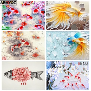 

New 5D DIY diamond painting full square / round cross stitch fish rhinestone mosaic diamond embroidery animal home decoration