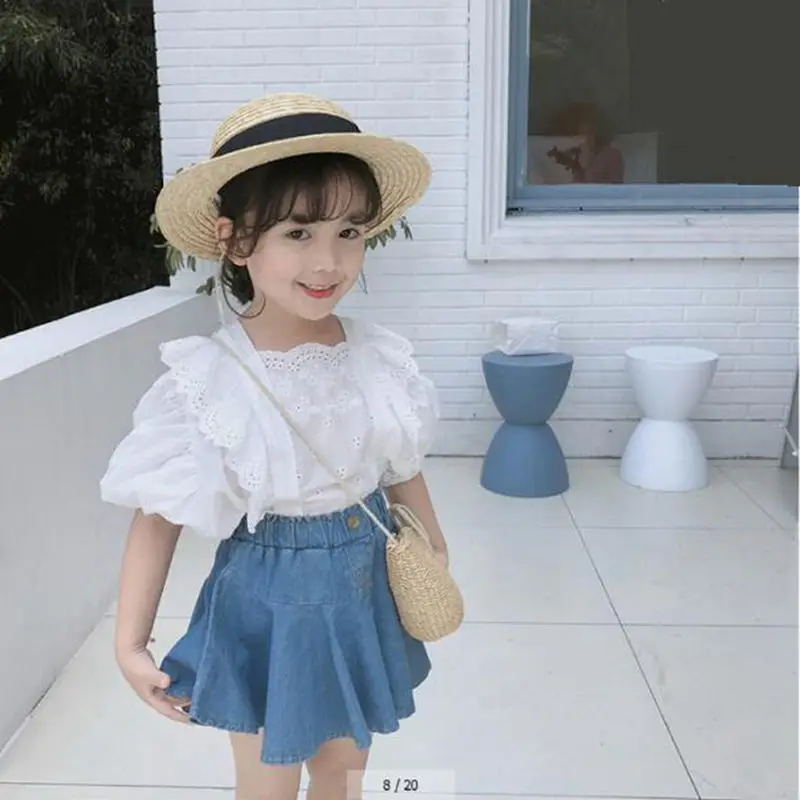 New Summer Spring Girl White Lace Blouse Tops Short Sleeve Kids Shirts Children Clothes Baby Toddler Girls Blouses And | Детская одежда