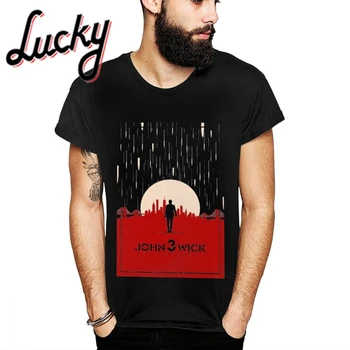 

Male Tee Shirt Standing Rain S Keanu Reeves John Wick Soft Popular Classic Round Neck Vintage Short Sleeve