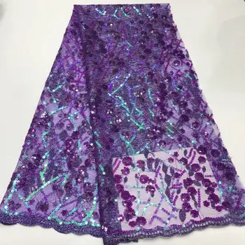 

Gold Embroidered African French Lace 2019 High Quality Nigerian Lace Fabric Dubai Tulle French Lace Material Fabric With Sequins