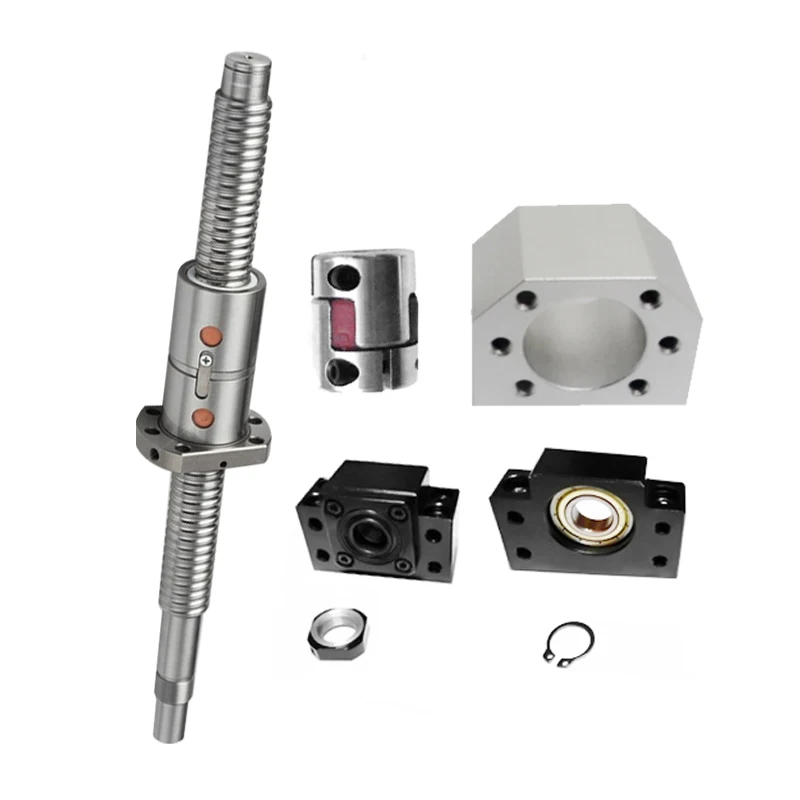 

1PC Double Nut Ball Screw Set DFU1605/2005/2505/3205/3210/4005 End Processing C7 Machined With BKBF12/20/25/32 Nut Housing DSG