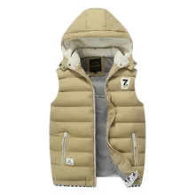 Autumn And Winter Men Cotton Vest Thick Hooded down Cotton Vest Couples Waistcoat MEN'S Outerwear