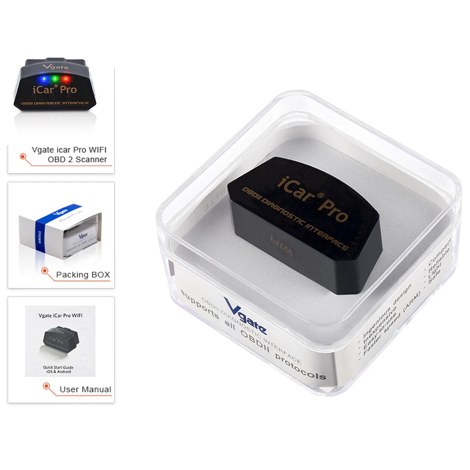 Vgate Icar Pro Bluetooth 4 0 WIFI OBD2 elm327 для Android/IOS с зарубежным складом диагностические