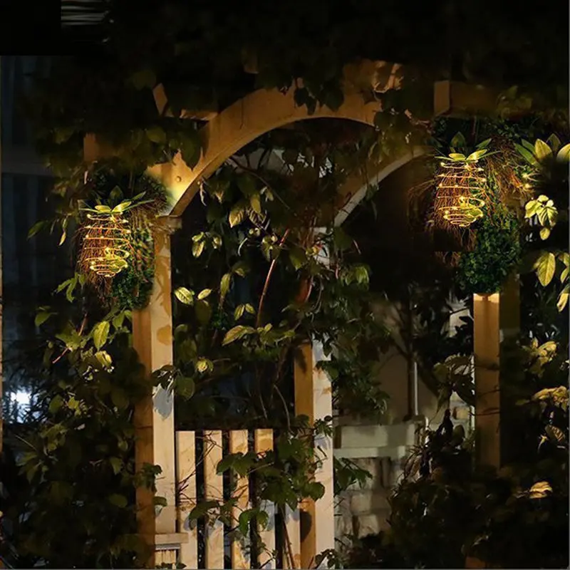 1-4 шт. светодиодный солнечные уличные садовые водонепроницаемые форма ананаса свет наружная настенная лампа Фея ночные светильники железная проволока искусство домашний декор