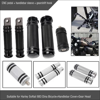 

CNC Aluminum Motorcycle Foot Pegs + 1inch 25mm Handle Bar Hand Grips + Male-mount Billet Shifter Peg for Harley (Silver)