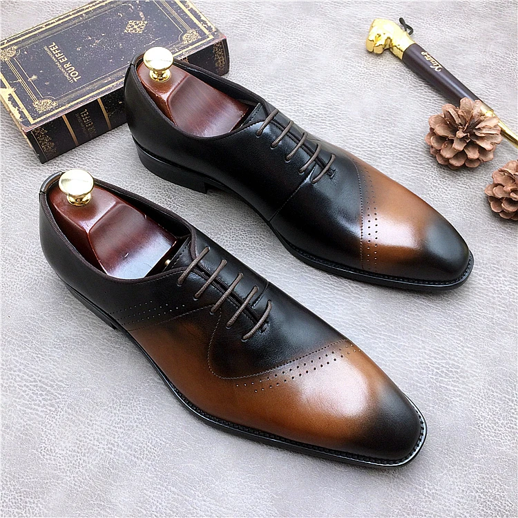 QYFCIOUFU/мужские строгие туфли из натуральной кожи; мужские оксфорды; итальянская Свадебная обувь; мужские офисные туфли-броги высокого качества