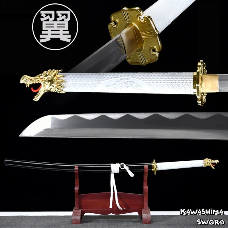 Вышивкой в виде дракона меч-ручки кованые Japnese Катана Пластик ручки, настоящие Сталь Sharp Готовые