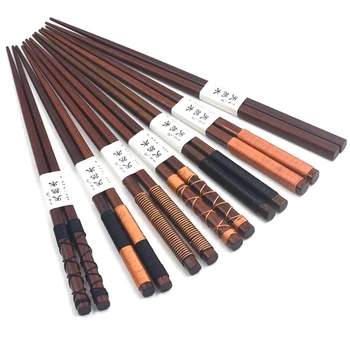 

Chinese Chopsticks Durable Handmade Natural Chestnut Wood Chopsticks Natural Wood Sets With String Round Hot Sale