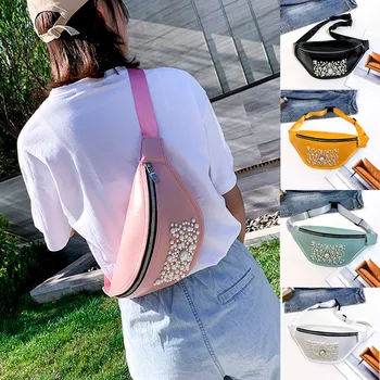 

#Women Outdoor Solid Color Pearl Zipper High Quality Solid Bag Phone Pocket Messenger Bag Sports Chest Bag Waist Bag Marsupio