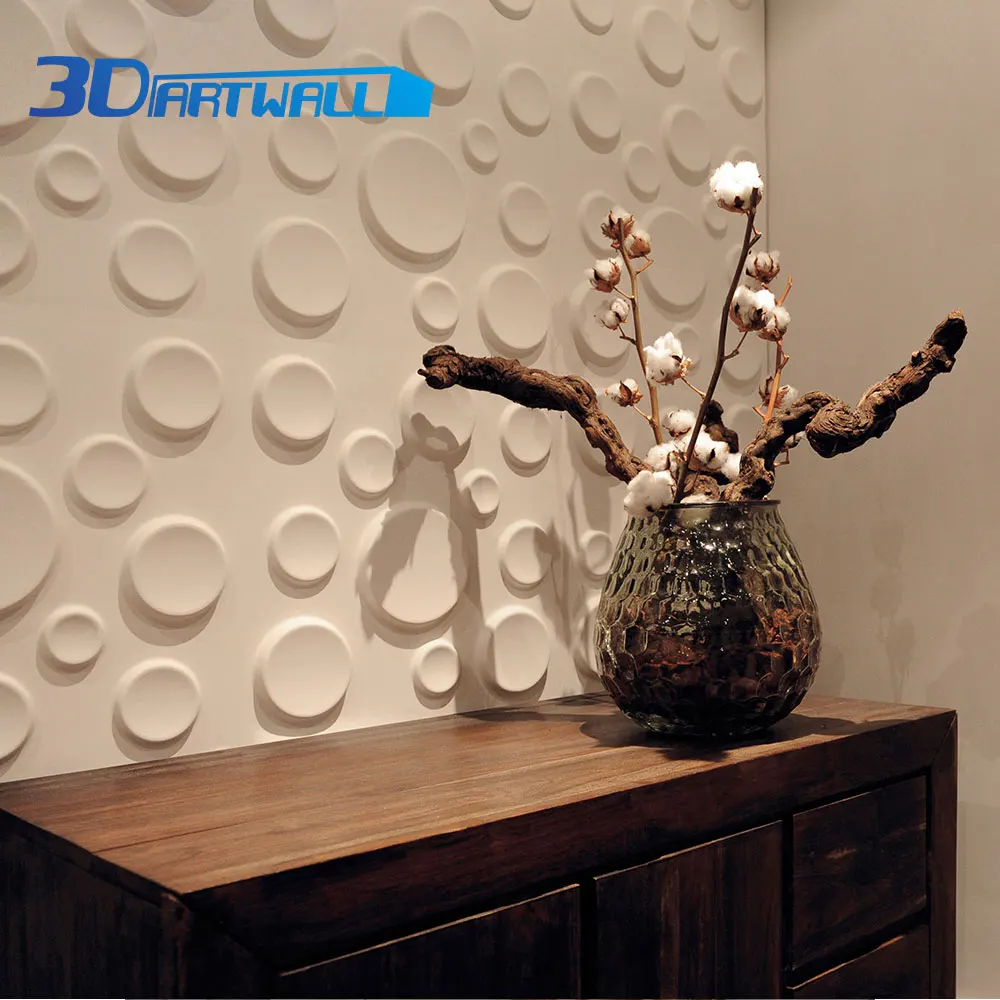3DARTWALL ПВХ декоративные 3D стеновые панели геометрический круглый дизайн упаковка из 12 плитки покрытия 32 кв. Футов 19," x 19,7" в матовом белом цвете