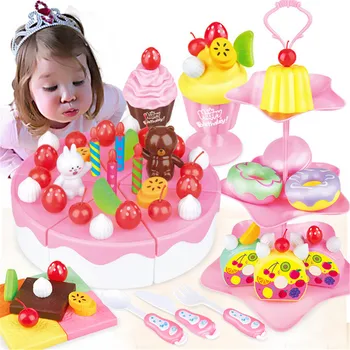 

Children cut fruit toys play kitchen combination vegetables cut baby boys and girls and cake happy new suit