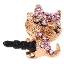 Горячая AMS-1X 3D пыленепроницаемый штекер в форме милого кота со стразами роскошный 3,5 мм разъем для наушников пылезащитный колпачок розовые наушники