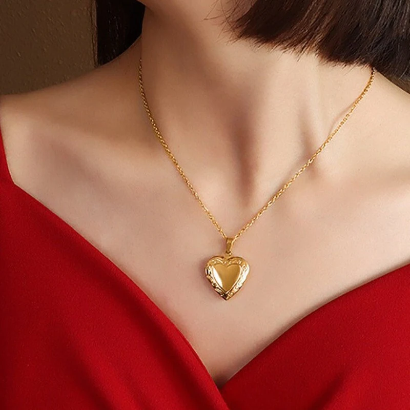 Stainless Steel Locket Heart Necklace 
