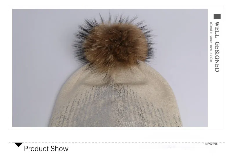 Зимняя женская Шапка-бини, шапка-черепица шерсть, теплая шапка с помпоном из натурального меха, пушистые шапки, шапка-помпон, вязаная шапка для девочек