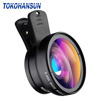 

TOKOHANSUN HD 37MM 0.45x Super Wide Angle Lens with 12.5x Super Macro Lens for iPhone 6 7 8 Plus Samsung Huawei Camera lens Kit