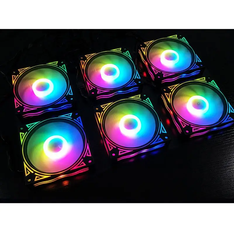RGB Вентилятор охлаждения шасси настольного компьютера бесшумный волшебный цвет меняющий вентилятор с контроллером
