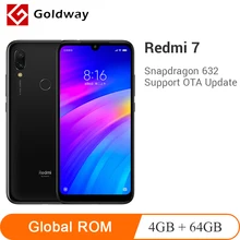 Мобильный телефон Xiaomi Redmi 7 с глобальной прошивкой, 4 Гб ОЗУ, 64 Гб ПЗУ, Восьмиядерный процессор Snapdragon 632, камера 12 МП, аккумулятор 4000 мАч, 6,26 дюйма, полный экран