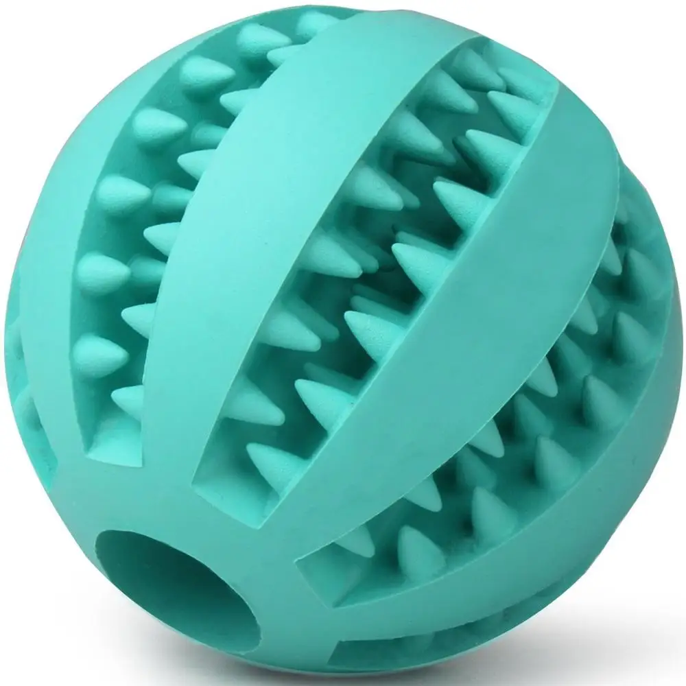 Мячик для домашних животных, игрушечный мяч для собак, эластичный шар из натурального каучука, мята перечной мяты, мячик для кормления, игрушки-головоломки для домашних животных - Цвет: Синий