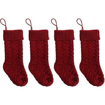 

4PCS Garden Decorations Knitted Wool Ornaments Twisted Leaves and Flowers Small Candy Christmas Socks