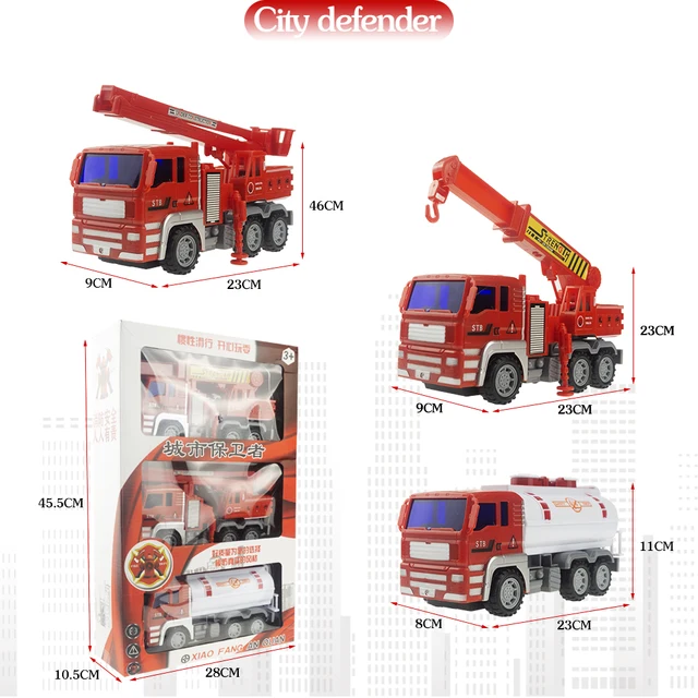 Children's large fall-resistant fire truck toy set ladder truck lift sprinkler  Fireman engineering truck Toy Educational Toys 6