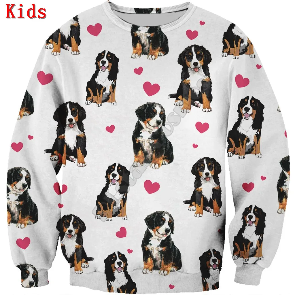 

Cute Bernese Mountain 3d printed Hoodies Pullover Boy For Girl Long Sleeve Shirts Kids Funny Animal Sweatshirt