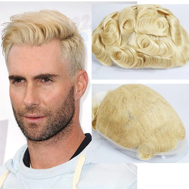 Men Toupee Blonde Color 613 Color Curly Hair Bleach Knots Swiss Lace Blonde Toupee For Men Toupees Aliexpress