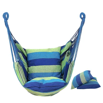 

Hammock Chair Hanging Chair Swing Chair Seat with 2 Pillows for Indoor, Outdoor, Garden (Blue)