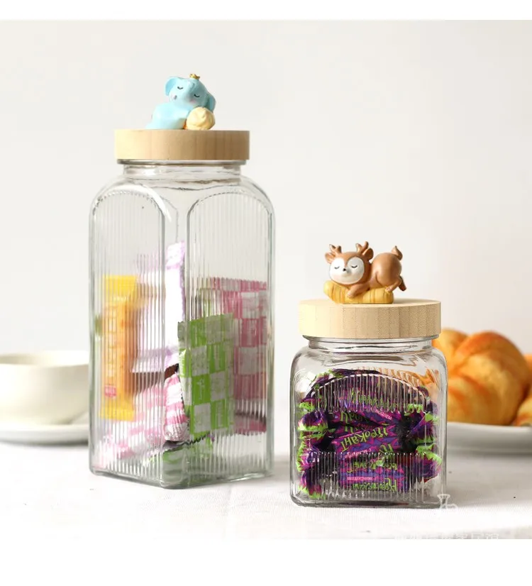 Kawaii Storage Jars With lids Sticker For The Kitchen Food Cute Plastic  Coffee Salt Tea Shaker Candy Grains & Cereals Fresh Box - AliExpress