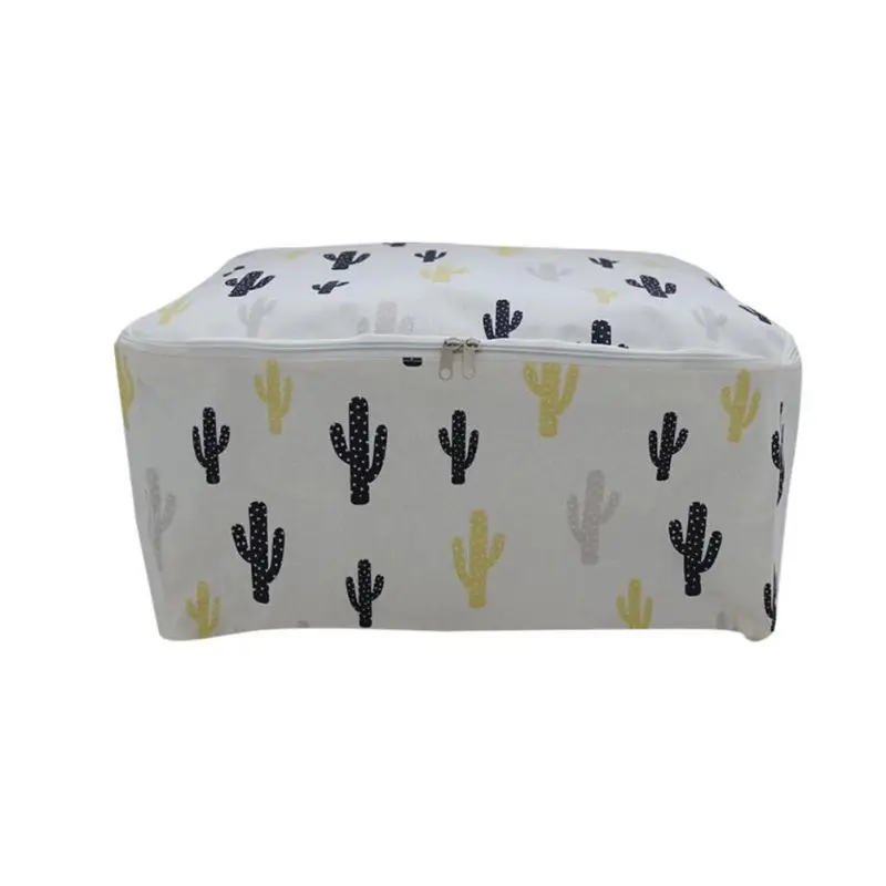 Foldable Storage Bags Organization Clothing Wardrobe Cotton And Linen Quilt Storage Bag Gray Big Dots Home Garden Home - Цвет: small