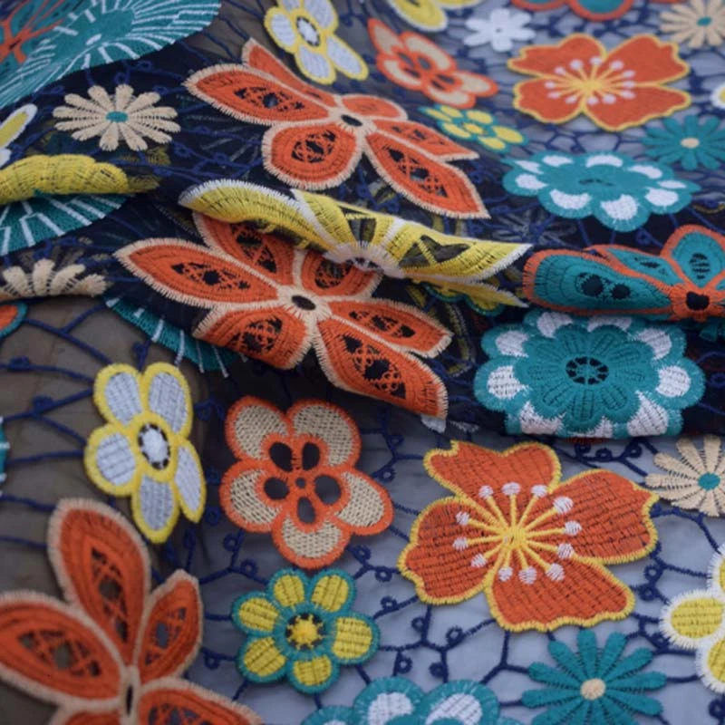 Зонтик Цветы Сетчатое вышитое кружево ткань для платья юбка tissu bazin riche getzner Африканский telas por metro tissus stoffen