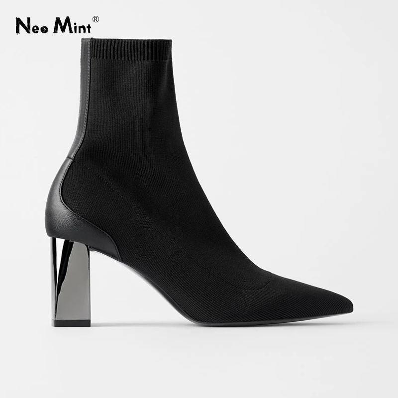 black slim heel ankle boots